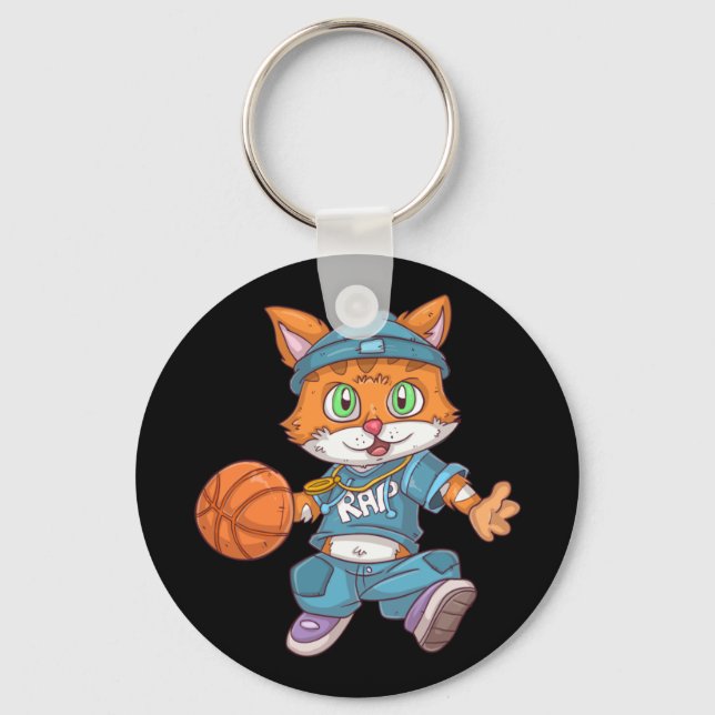 Basketball Cat  Keychain (Front)