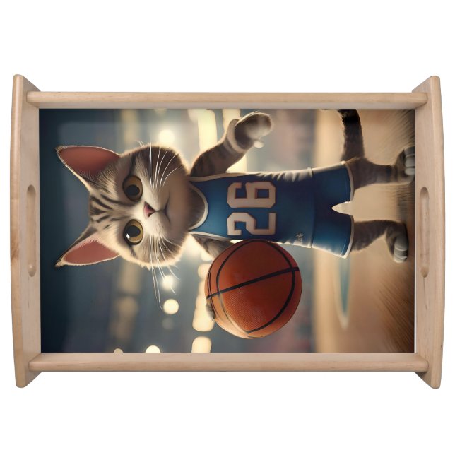 Basketball Cat,  Serving Tray (Front)