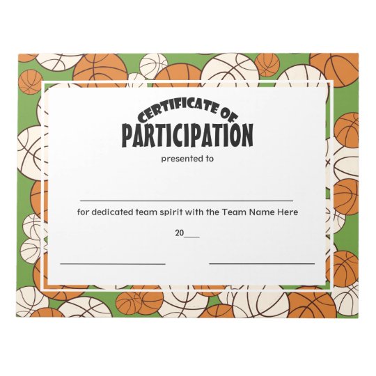 Basketball Certificates of Participation Notepad | Zazzle.com