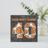 Basketball Chalkboard 40th Birthday Party Invitation (Standing Front)