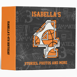 Basketball Chalkboard 4th Birthday 3 Ring Binder