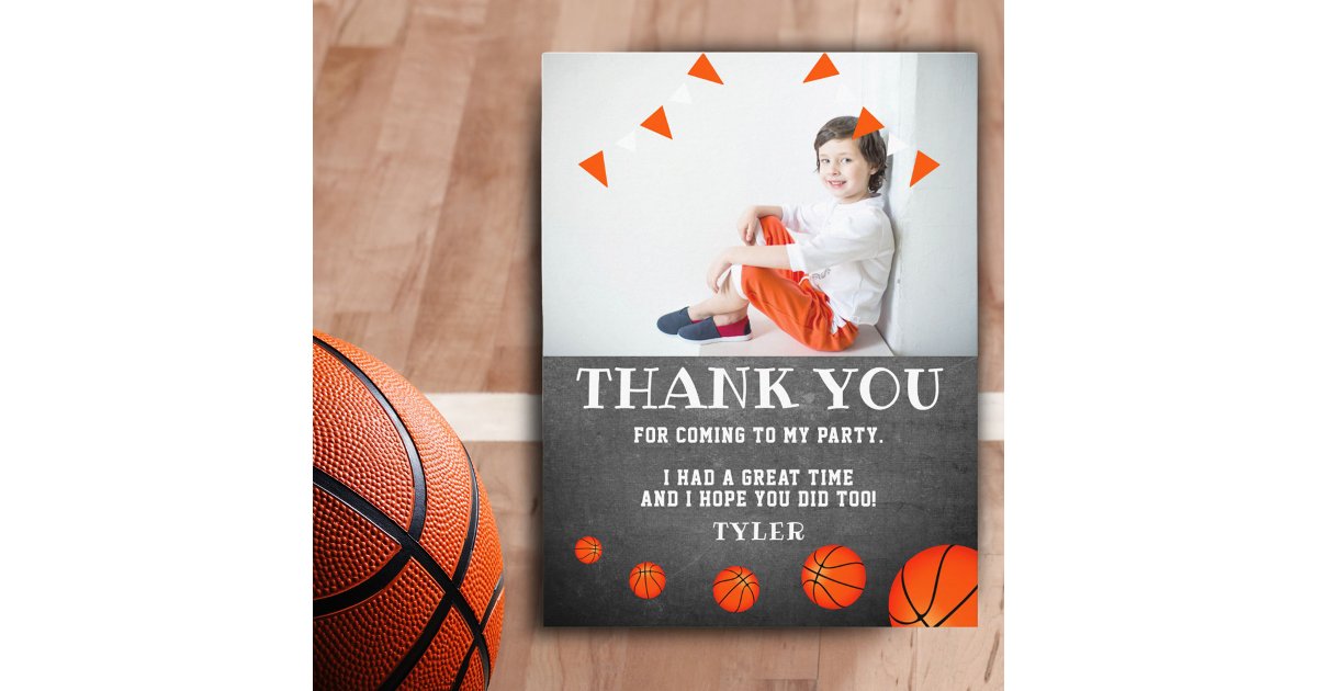 Basketball Chalkboard Birthday Photo Thank you Pos Postcard | Zazzle