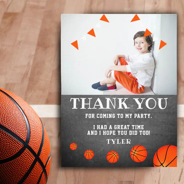Basketball Chalkboard Birthday Photo Thank you Pos Postcard | Zazzle
