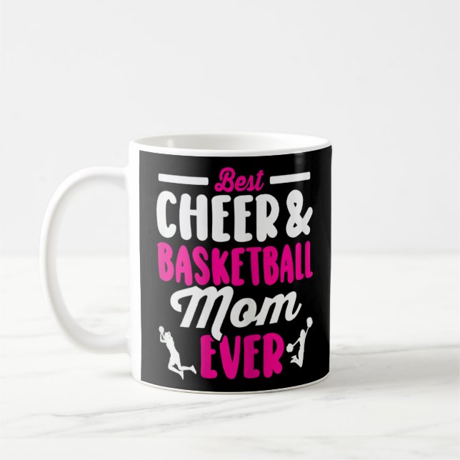 Basketball Cheer  Graphic Women Mom Cheerleader  Coffee Mug (Left)