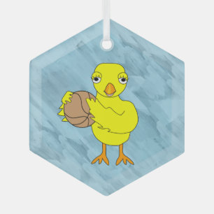 Basketball Chick Glass Ornament