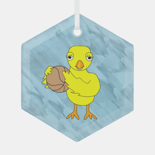 Basketball Chick  Glass Ornament (Front)