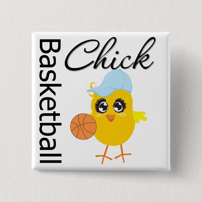 Basketball Chick Pinback Button (Front)