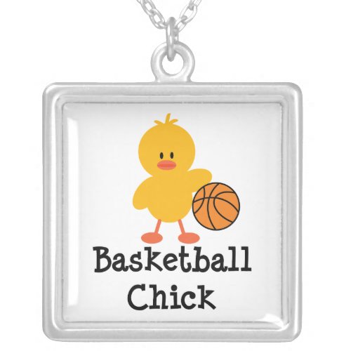 Basketball Chick Sterling Silver Necklace