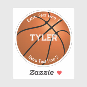 Basketball, Child's Name, 2 Extra Text Lines Sticker