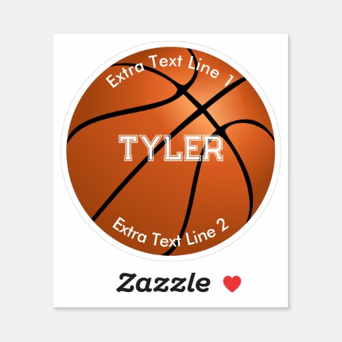 Basketball Childs Name 2 Extra Text Lines Sticker