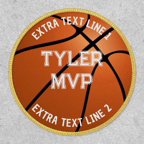 Basketball Childs Name MVPNumber 2 Text Lines Patch