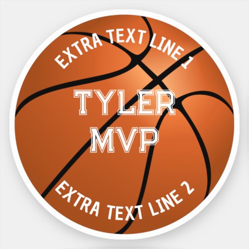 Basketball Childs Name MVPNumber 2 Text Lines Sticker