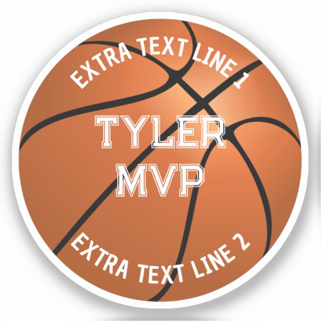Basketball, Child's Name, MVP/Number, 2 Text Lines Sticker (Front)