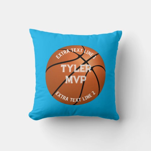 Basketball Childs Name MVPNumber 2 Text Lines Throw Pillow