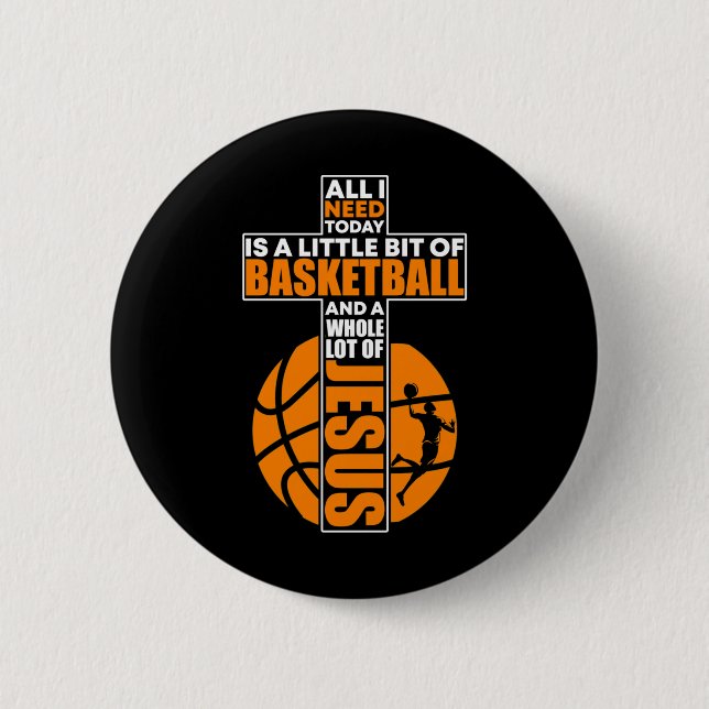 Basketball Christian Cross  Button (Front)