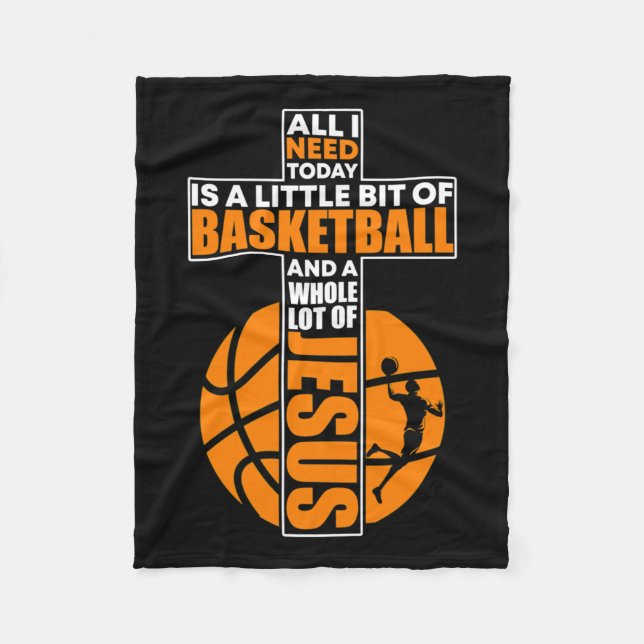 Basketball Christian Cross  Fleece Blanket (Front)