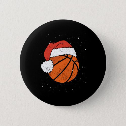 Basketball Christmas Ball Santa Claus Hat Xmas Spo Button