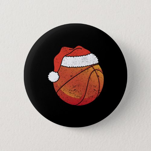 Basketball Christmas Ball Santa Claus Hat Xmas Spo Button