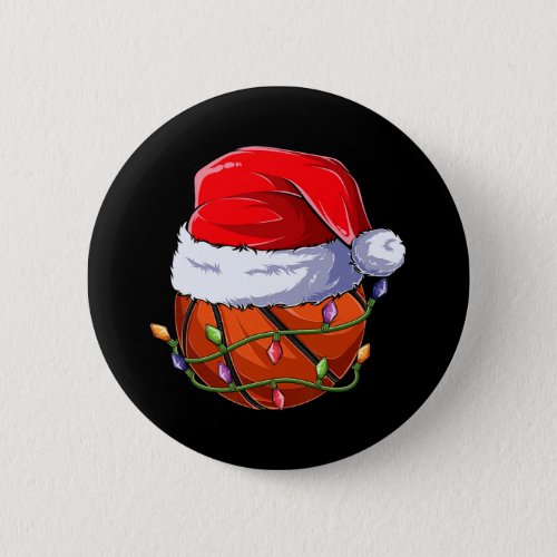 basketball christmas ball santa hat xmas boys men  button