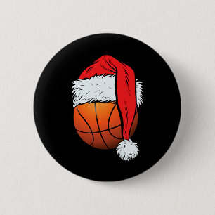 Basketball Christmas Ball Santa Hat Xmas Boys Men Button