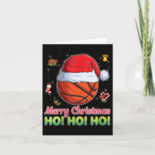 Basketball Christmas Ball Santa Hat Xmas Boys Men  Card