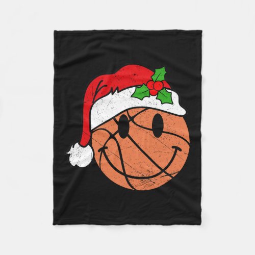 Basketball Christmas Ball Santa Hat Xmas Boys Men  Fleece Blanket