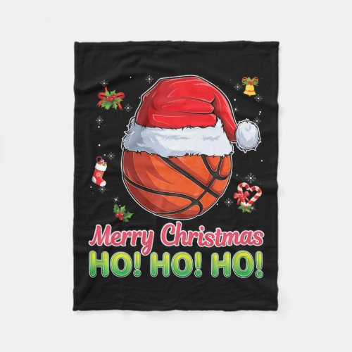 Basketball Christmas Ball Santa Hat Xmas Boys Men  Fleece Blanket