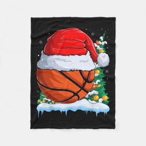 Basketball Christmas Ball Santa Hat Xmas Boys Men  Fleece Blanket