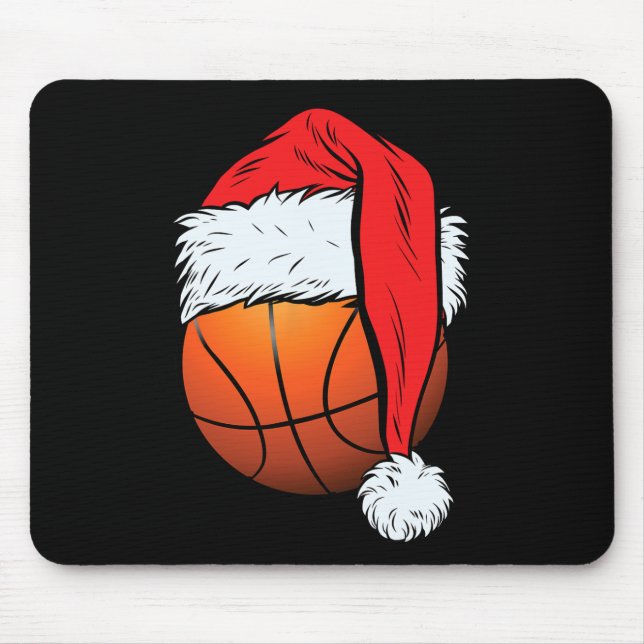 Basketball Christmas Ball Santa Hat Xmas Boys Men  Mouse Pad (Front)