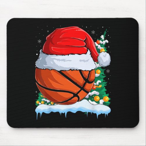 Basketball Christmas Ball Santa Hat Xmas Boys Men  Mouse Pad