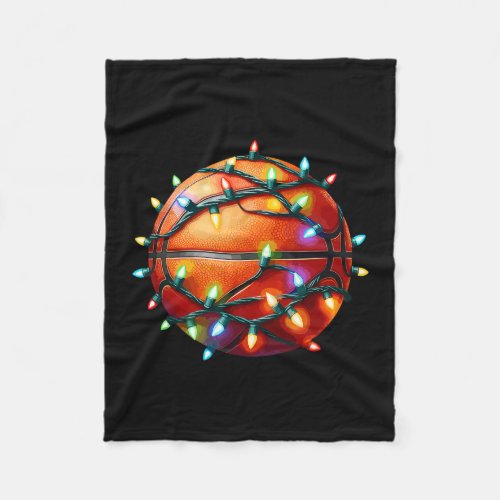 Basketball Christmas Ball Xmas Lights Funny Boys M Fleece Blanket