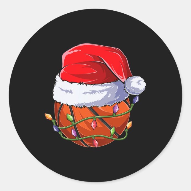 basketball christmas boy apparel.png classic round sticker (Front)