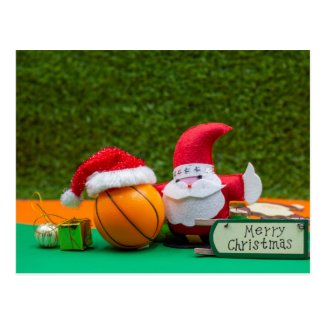 Basketball Christmas card with Santa Claus