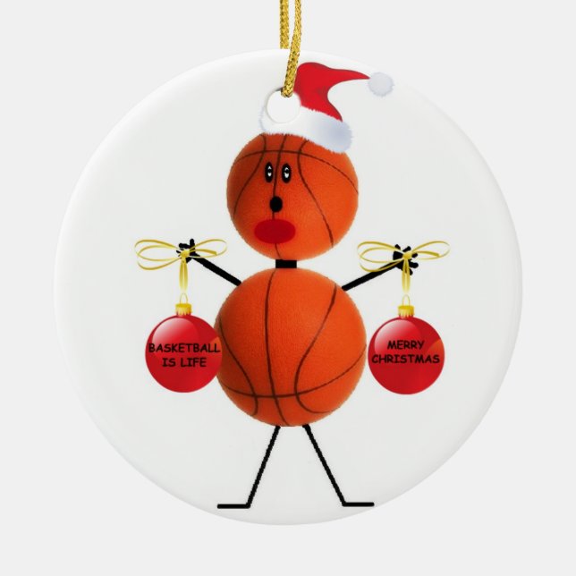 Basketball Christmas Ceramic Ornament (Front)