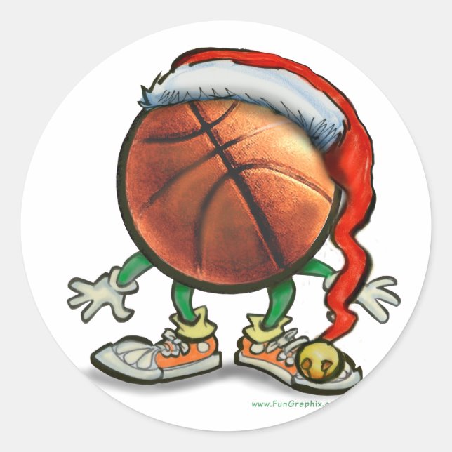 Basketball Christmas Classic Round Sticker (Front)