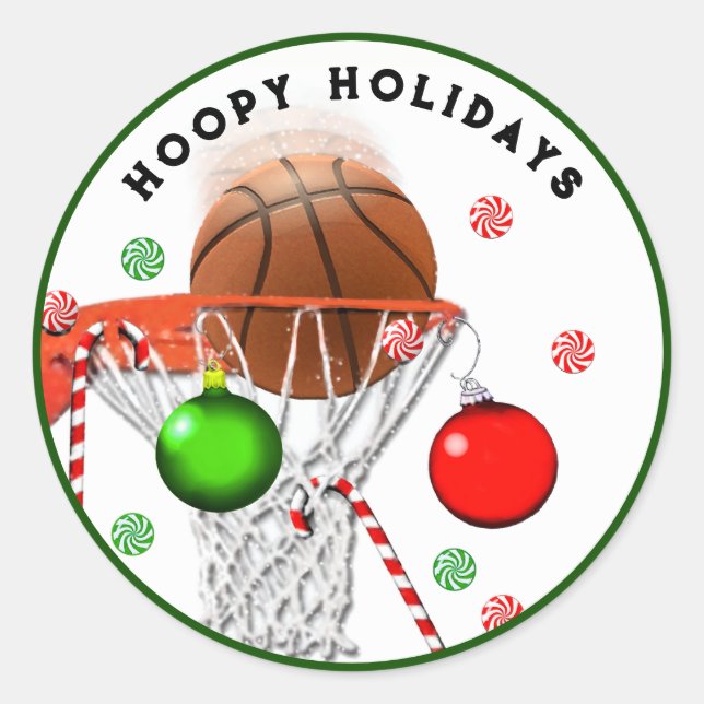 Basketball Christmas Classic Round Sticker (Front)