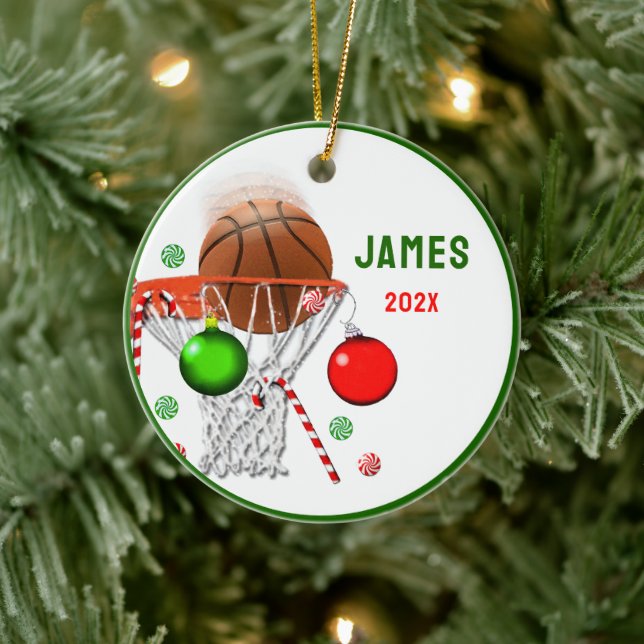 Basketball Christmas Collectible Ceramic Ornament (Tree)