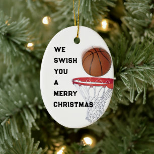 Basketball Christmas Collectible Ceramic Ornament