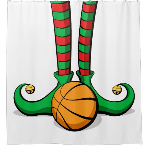 Basketball Christmas Elf Feet Shower Curtain