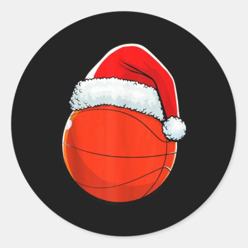 Basketball Christmas Funny Santa Hat Men Women Kid Classic Round Sticker