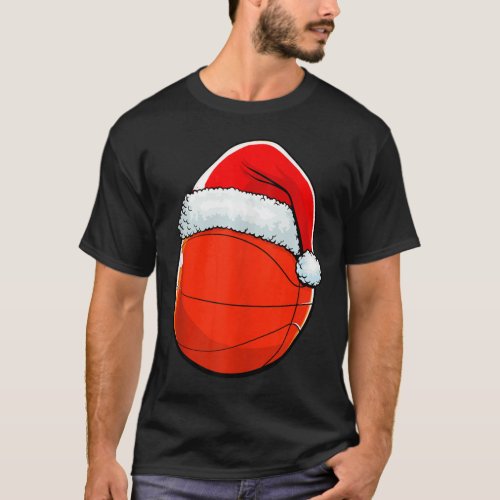 Basketball Christmas Funny Santa Hat Men Women Kid T_Shirt