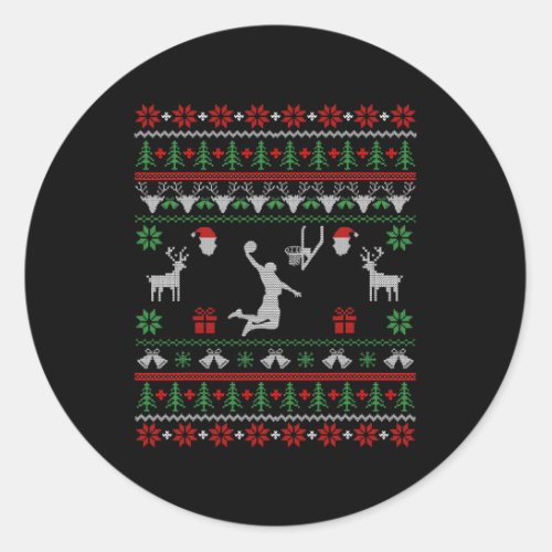 Basketball Christmas Gifts Basketball Ugly Christm Classic Round Sticker