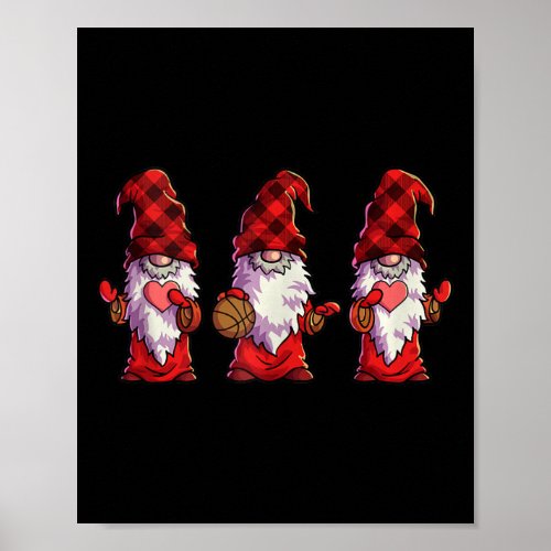 Basketball Christmas Gnomes Basketball Red Buffalo Poster