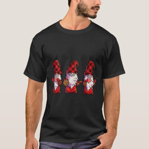 Basketball Christmas Gnomes Basketball Red Buffalo T_Shirt