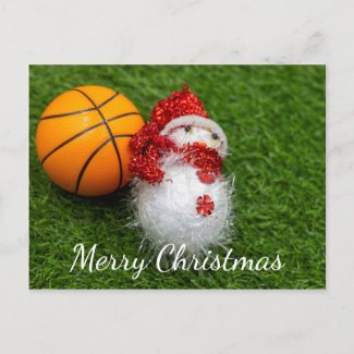Basketball Christmas Holiday card with Snowman