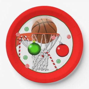 Basketball Christmas Holiday Party Paper Plates