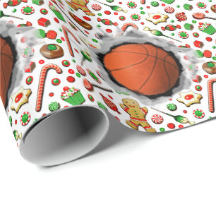 Basketball Christmas Holiday Wrapping Paper
