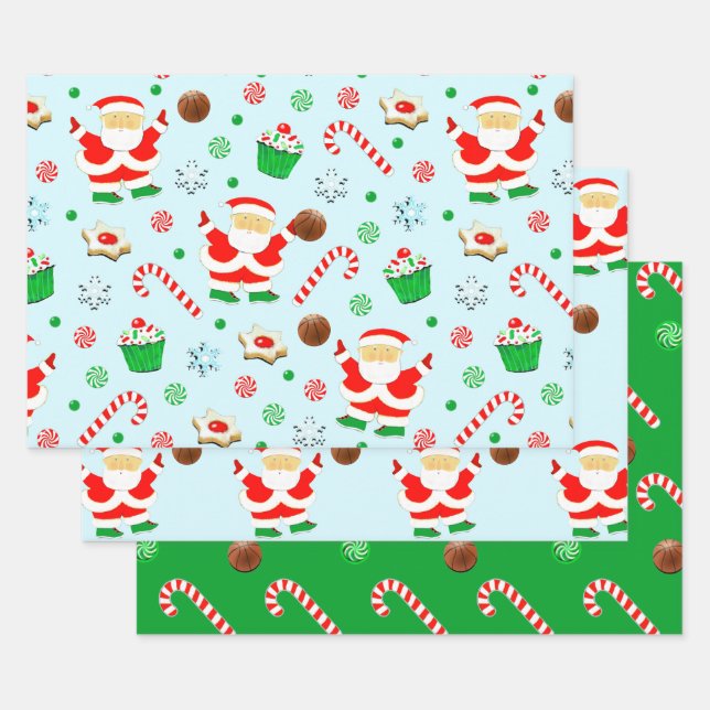Basketball Christmas Holiday Wrapping Paper Sheets (Set)