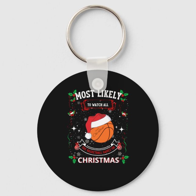 Basketball Christmas  Keychain (Front)