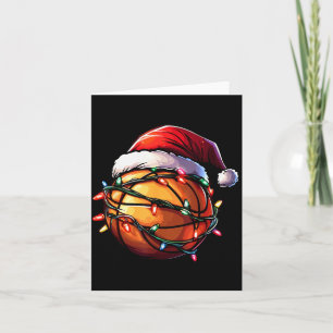 Basketball Christmas Lights Santa Hat Basketball P Card